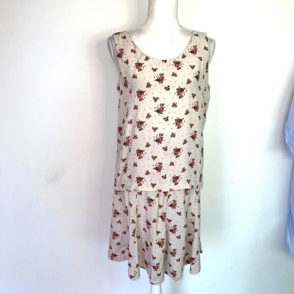 The Limited Skirt Set Womens Medium M Floral Rayon Side Buttons Top Size 8 Cream - Picture 12 of 13